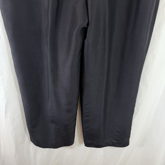 ICE 100% Silk Pants Women's 20 Black Cropped Pocketless Lightweight - Picture 10 of 11
